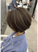 元町ショートカット白髪ぼかし白髪染めハイライト髪質改善ボブ