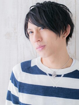 トニーアンドガイメン ホテル京阪仙台店(TONI&GUY MEN) 流しバングの七三分けネイビーブラックラフフェザーh仙台