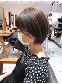 魅力倍増カールセミディシアーカラーダークアッシュショートヘア