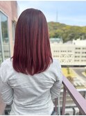 #ボルドーカラー #チェリーヘア #レッドヘア #ストレートヘア