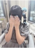 編みカチュサイドポニー