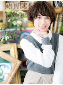 シアーグレージュくせ毛風小顔ショートパーマh4戸頭20代30代40代