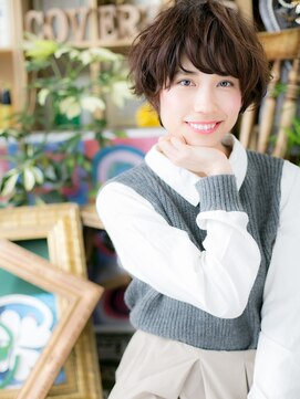 カバーヘア イヴ 戸頭店(COVER HAIR EVE) シアーグレージュくせ毛風小顔ショートパーマh4戸頭20代30代40代
