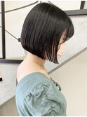 丸みボブ ブルーブラック カラー 韓国 髪質改善 仙台