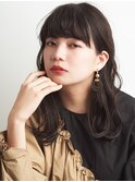 小顔に見せるオリーブカラーボブ黒髪後れ毛[恵比寿/恵比寿駅]