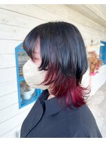 ヒマワリ(HIMAWARI)&nbsp;アンブレラカラー　インナーカラー　ウルフ　ウルフボブ