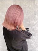 ペールピンク×ダブルカラー×外ハネ
