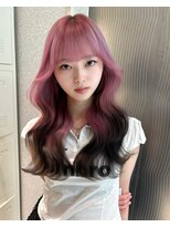 天神美容室 【香月指名☆】デザインカラー×ピンクヘアー×ルーツカラー