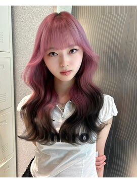 天神美容室 【香月指名☆】デザインカラー×ピンクヘアー×ルーツカラー
