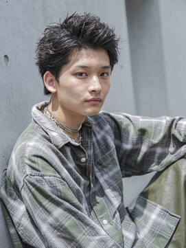 シティ(CITY) 小久保styleフェザーパーマグレーブルーカラー刈り上げショート