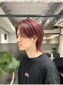 センターパート　メンズウルフカット