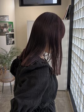 エイチ(811) バレイヤージュボブヘアセミロング前髪タッセルボブ姫カット