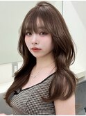 ブリーチなしダブルカラーヘーゼルブラウンミディアムレイヤー