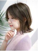 くびレイヤー前髪なしグレージュボブ 外はね【AIN.表参道】川原