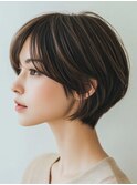 30代40代50代◎大人ナチュラルショートボブ/白髪ぼかし