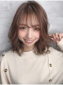 ミニウルフデジタルパーマチェリーブラウンショートボブ