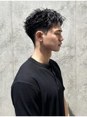 フェザーパーマ/メンズショート/刈り上げセンターパート/新宿