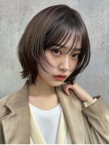 ヴェイン 渋谷(vain) オリーブベージュフェイスレイヤーくびれボブ20代