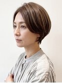 小顔効果◎白髪ぼかしハイライト×似合わせカット30代40代