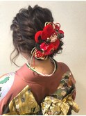 成人式　ヘアアレンジ　　編み込み