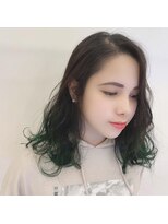 ネオヘアー 曳舟店(NEO Hair)&nbsp;【裾カラー】ブラック×グリーン（曳舟）