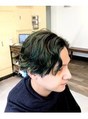 バレイヤージュ×グリーンカラー