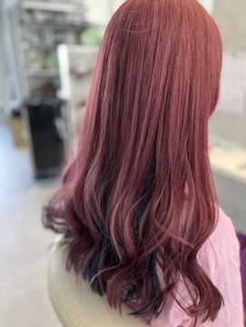 シャルムヘアー(charme hair) ブリーチ２回☆フラミンゴピンク×インディゴブルー