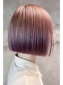 切りっぱなし/ぱっつんボブ/ピンクカラー/メルティー/裾カラーs3