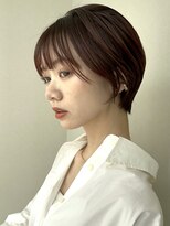 ノラ ギンザ(NORA GINZA)&nbsp;丸みショートマッシュコンパクト黒髪ベージュショート前髪あり