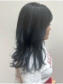 20代30代40代ダークグレージュシースルーバングなみなみウェーブ