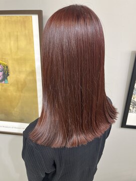 ヘアーアンドビューティーザ エフ(Hair Beauty the F) 切りっぱなし_ボルドー_艶感