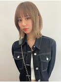 ブリーチなしダブルカラーピンクベージュミディアムボブ20代30代