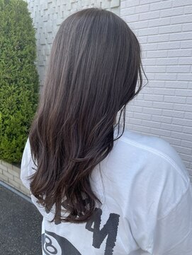サニー美容室 透け感ブラウングレージュ レイヤーカット ロング 20代30代 美髪