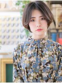 センターパートひし形ショート暗髪大人ボブc6戸頭20代30代40代