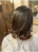40代xセミロングxブラウン