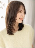□マロンベージュ美髪前下がりレイヤーカット43★川口20代30代