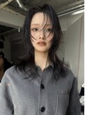 天神　レイヤーカット　顔まわりレイヤー　艶カラー