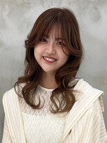 アイリス 天文館店(AIRIS) コテ巻き風 顔周りカット オレンジベージュ 前髪カット 20代