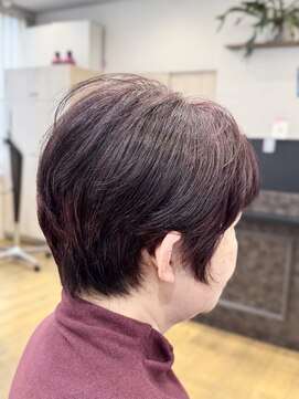 シュヴー 築地(CHEVEUX) 鮮やか!ピンクブラウン白髪ぼかしナチュラルショート