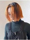 ボブ/オレンジカラー/アンブレラカラー/夏