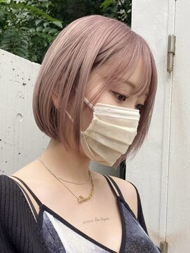 リムレスバイサンク 万代 新潟駅(LIMLESS by cinq) ダブルカラーピンクベージュベージュカラーケアブリーチミニボブ