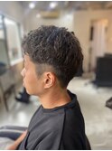 MEN'SHAIR刈り上げブラックショートパーマヘア