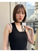 ヘルシーボブ_黒髪ボブルフネビージュ小顔ワンレン
