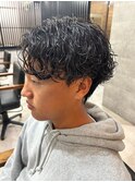 波巻きスパイラルセンターパートメンズパーマ【大和】