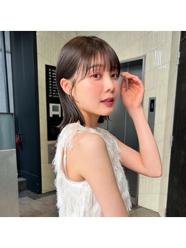 フォト 新宿(foto) 縮毛矯正アプリコットオレンジハイトーンくびれヘア【Anzu】▲