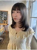 大人美人艶カラーベージュ小顔カット透明感レイヤーロング