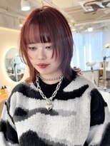 テトラ バイ ネオリーブ 横浜西口店(tetra by neolive)&nbsp;ウルフカット　ダブルカラー　レッド　ブリーチ　レイヤー