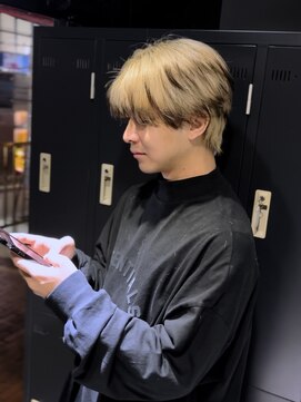 アウル 心斎橋(owl) シースルーマッシュ/ミルクティーベージュ/エンドカラー/メンズ