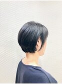 艶カラー/ダークカラー/丸みショートボブ/ショートバング/40代