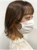 レイヤーボブ×インナーカラーオレンジベージュ【町田/町田駅】